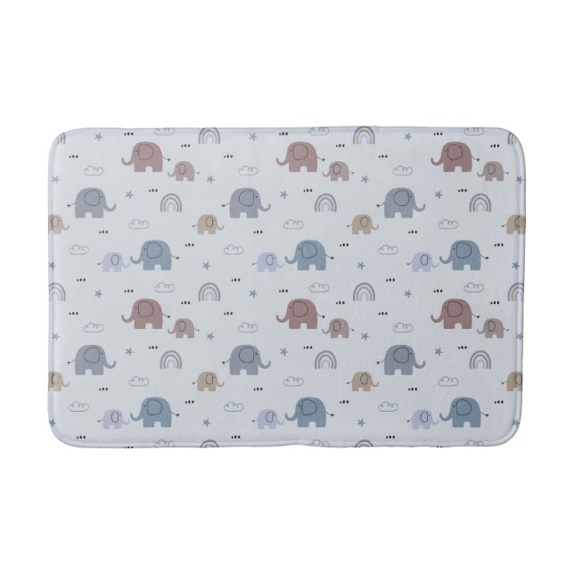 Mum & Baby Elephant Pattern Bath Mat (Front)