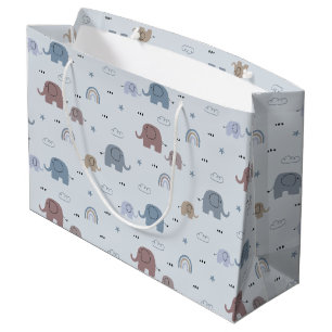 Mum & Baby Elephant Pattern Large Gift Bag