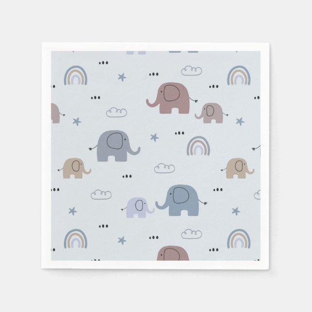 Mum & Baby Elephant Pattern Napkins (Front)