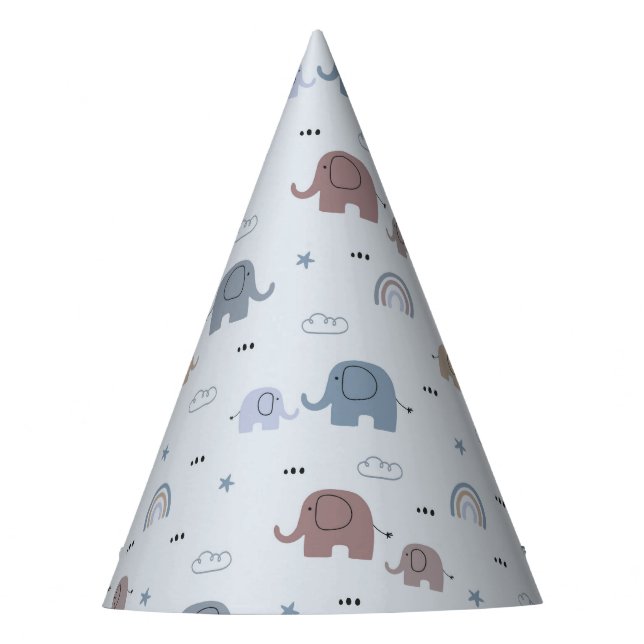 Mum & Baby Elephant Pattern Party Hat (Front)