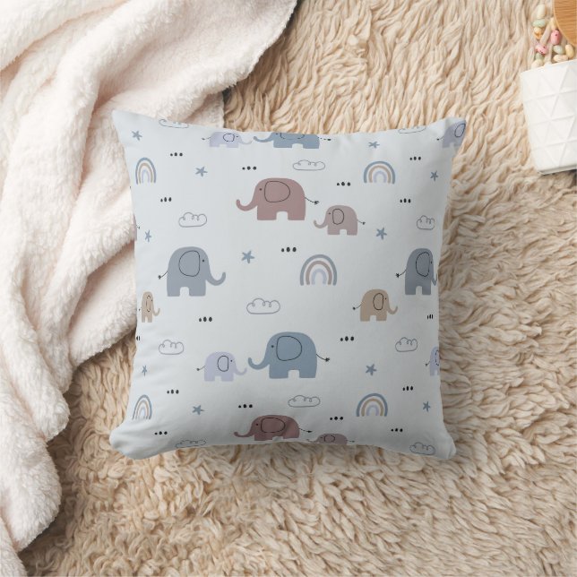 Mum & Baby Elephant Pattern  Throw Pillow (Blanket)