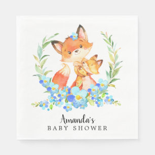 Mum & Baby Fox Boys Shower Paper Napkins