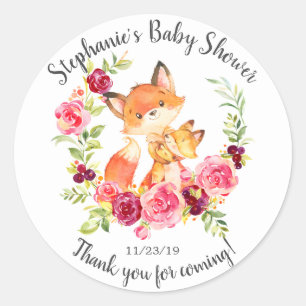 Mum & Baby Fox Shower Favour Sticker