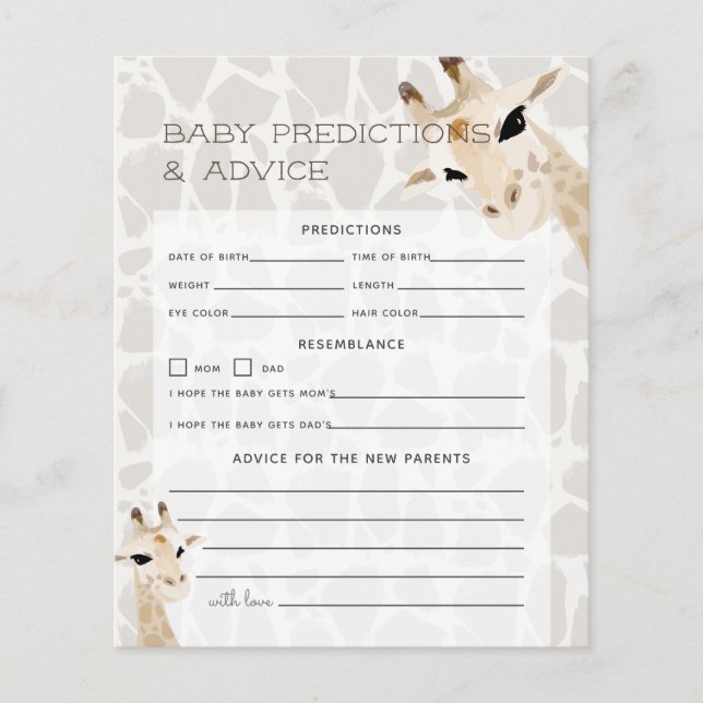 Mum & Baby Giraffe Baby Predictions & Advice (Front)