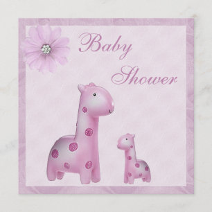 Mum & Baby Giraffes Lilac Girl Baby Shower Invitation