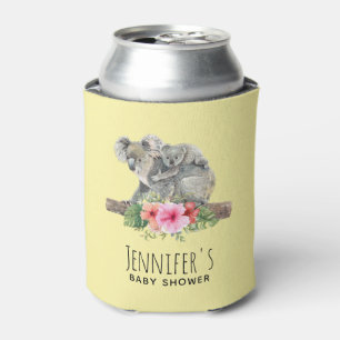 Mum & Baby Koala Bears Cute Watercolor Baby Shower Can Cooler