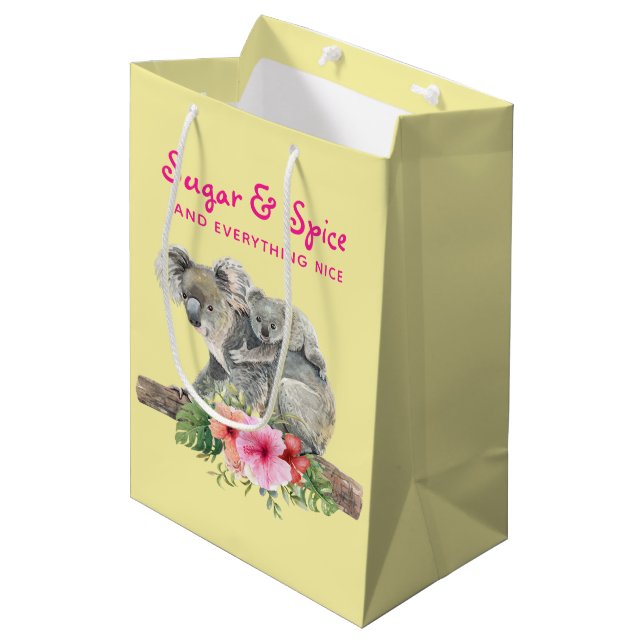Mum & Baby Koala Bears Cute Watercolor Medium Gift Bag (Front Angled)
