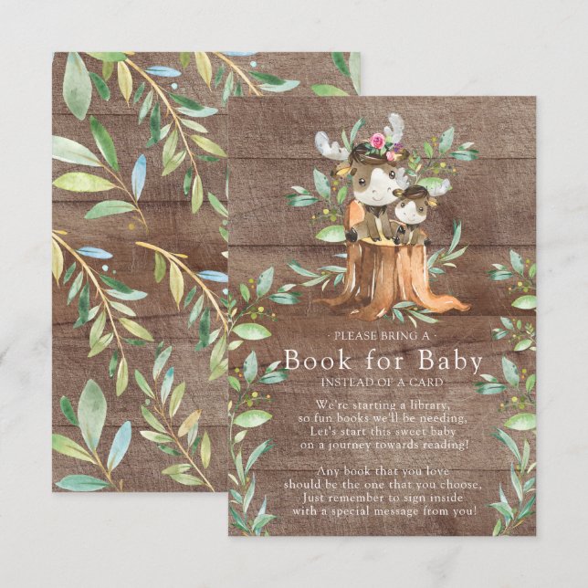 Mum & Baby Moose Baby Shower Book for Baby Card (Front/Back)
