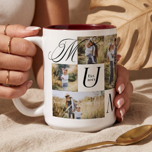 Mum Baby Photo Collage Happy First Mother's Day Two-Tone Coffee Mug