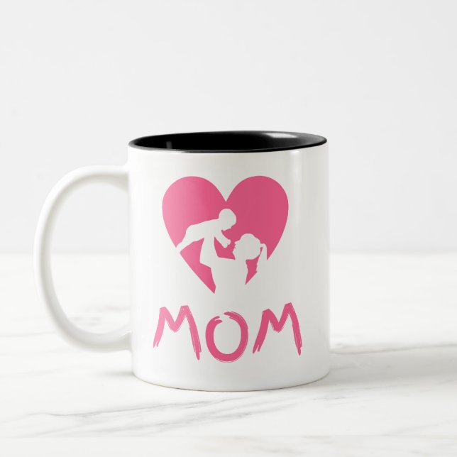Mum & Baby Silhouette: Heart of Love Two-Tone Coffee Mug (Left)