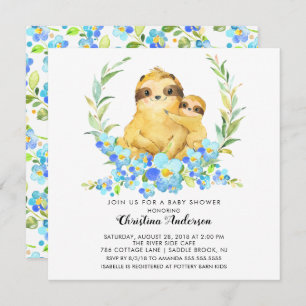 Mum & Baby Sloth Baby Shower Invitation
