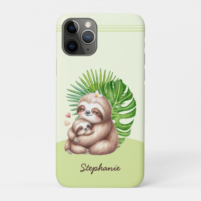 Mum & Baby Sloth Customisable Case-Mate iPhone Case (Back)