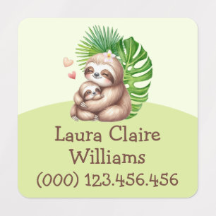 Mum & Baby Sloth Customisable Kids Clothing Labels