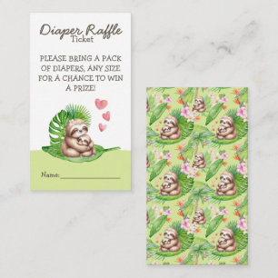 Mum & Baby Sloth - Diaper Raffle Baby Shower Card