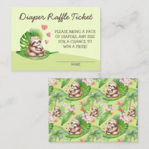 Mum & Baby Sloth Diaper Raffle Ticket Shower Card