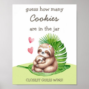 Mum & Baby Sloth Guess How Many Shower Game Poster