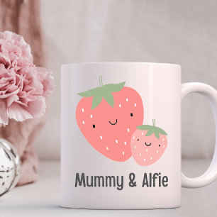 Mum & Baby Strawberry , Custom Matching Family Coffee Mug