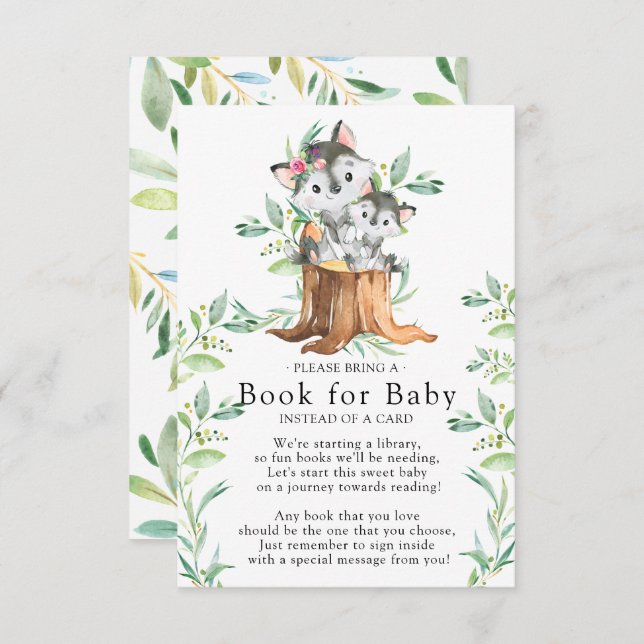 Mum & Baby Wolf Baby Shower Book for Baby Card (Front/Back)