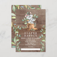 Mum & Baby Wolf Baby Shower Diaper Raffle Ticket