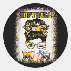 Mum Baseball Women Softball Mama Mothers Day  Classic Round Sticker