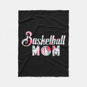 Mum Basketball Fan Quote Basketball Floral Graphic Fleece Blanket