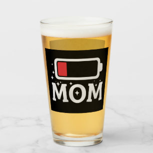 Mum Battery Low Tired Funny Mother's Day Glass