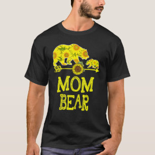 Mum Bear Sunflower Matching Family Mother Father T-Shirt