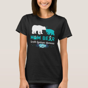 Mum Bear Tourette Syndrome Awareness Teal Ribbon T-Shirt