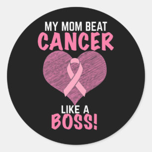 Mum Beat Breast Cancer - Survivor Awareness Classic Round Sticker