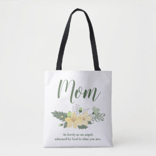 Mum Beauty Floral Quote Tote Bag