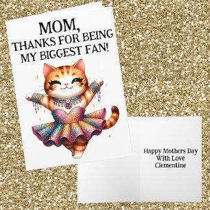 Mum Biggest Fan Funny Humour Dancing Mothers Day Card