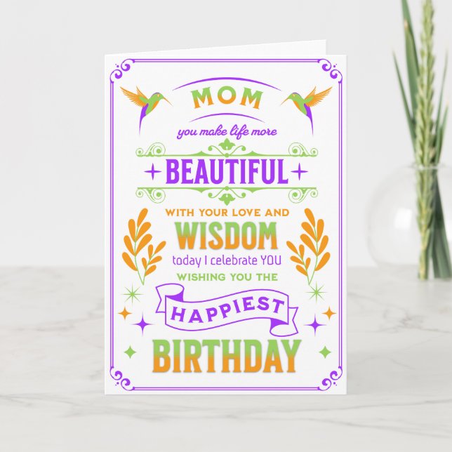 Mum Birthday, 5 x 7 foldable card (Front)