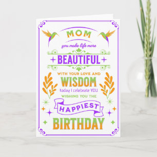 Mum Birthday, 5 x 7 foldable card