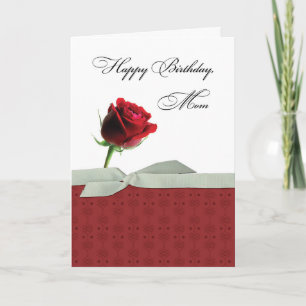 Mum Birthday Beautiful Single Red Rose Card