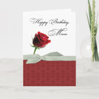 Mum Birthday Beautiful Single Red Rose