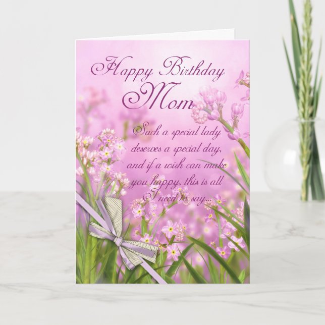 Mum Birthday Card - Pink Feminine Floral With Vers (Front)