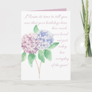 Mum birthday card - watercolour hydrangea
