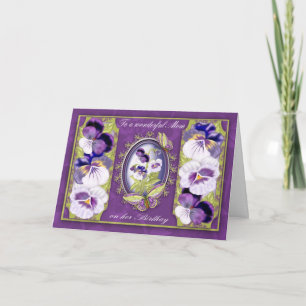 Mum Birthday Card With Butterflies And Pansies