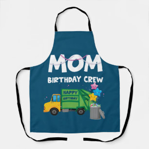 Mum Birthday Crew Garbage Truck Birthday Party Apron