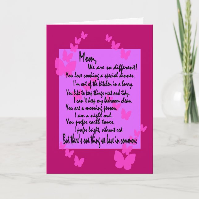 Mum Birthday: Different But The Same, Full Verse 2 Card (Front)