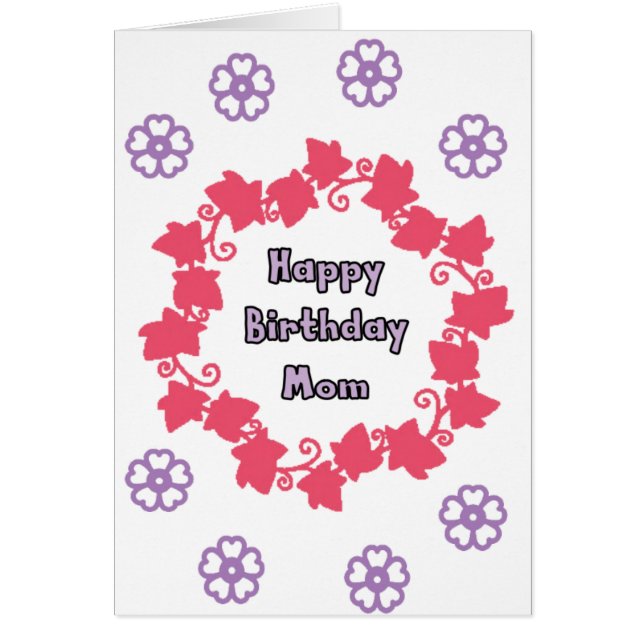 Mum birthday greeting cards flower design (Front)