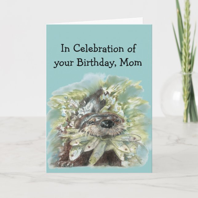 Mum Birthday Humour Cute Watercolor Otter  Art Card (Front)