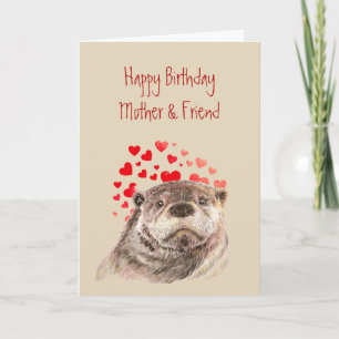 Mum Birthday Love Heart Cute Otter Animal  Holiday Card