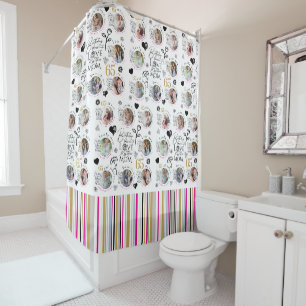 Mum Birthday Photo Collage Keepsake Typography Shower Curtain