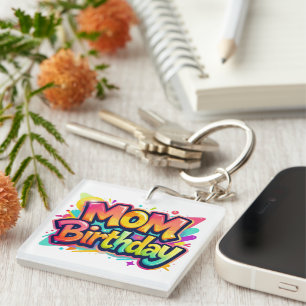 Mum Birthday Rainbow Graffiti Gift for Mother Key Ring