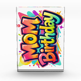 Mum Birthday Rainbow Graffiti Gift for Mother Photo Block