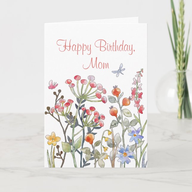 Mum Birthday Spring Flower Berries Leave Flora  Card (Front)
