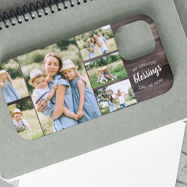 Mum Blessings Quote 6 Photo Collage Rustic Wood Case-Mate iPhone Case (Creator Uploaded)