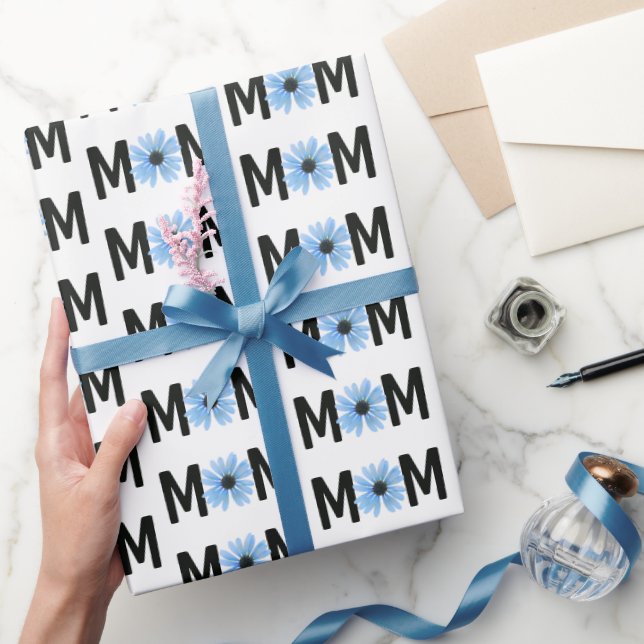 Mum Blue Daisy Design Wrapping Paper (Gifting)