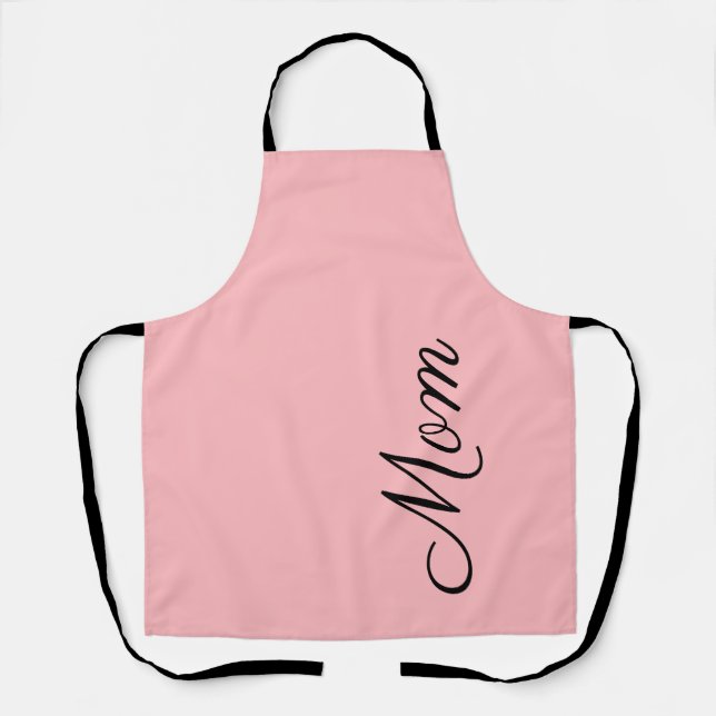 Mum Blush Pink Black Script Personalised Apron (Front)